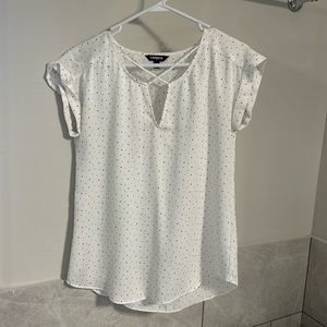 Express White Blouse with Polka Dots